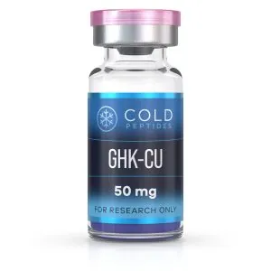 A peptide vial containing GHK-CU 50 mg