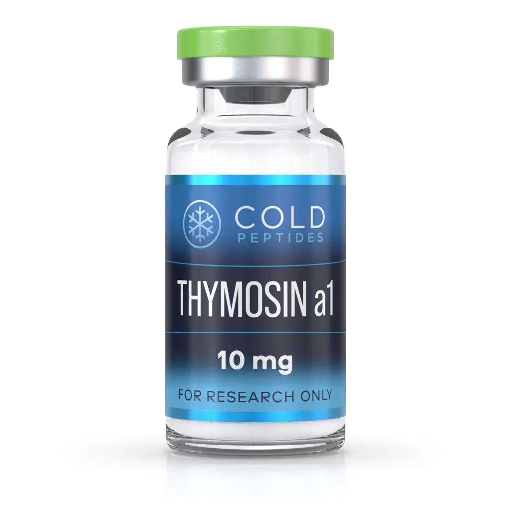A peptide vial containing Thymosin Alpha-1 10 mg