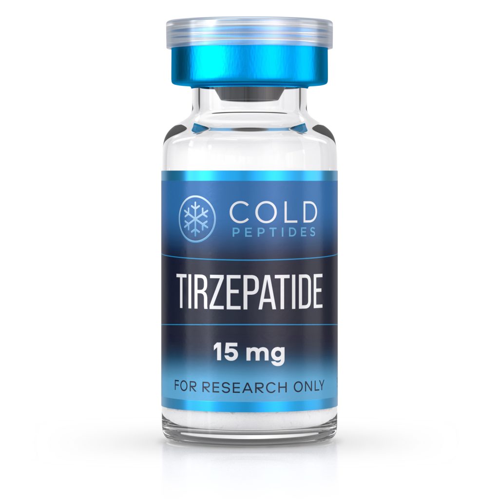 A peptide vial containing Tirzepatide 15 mg