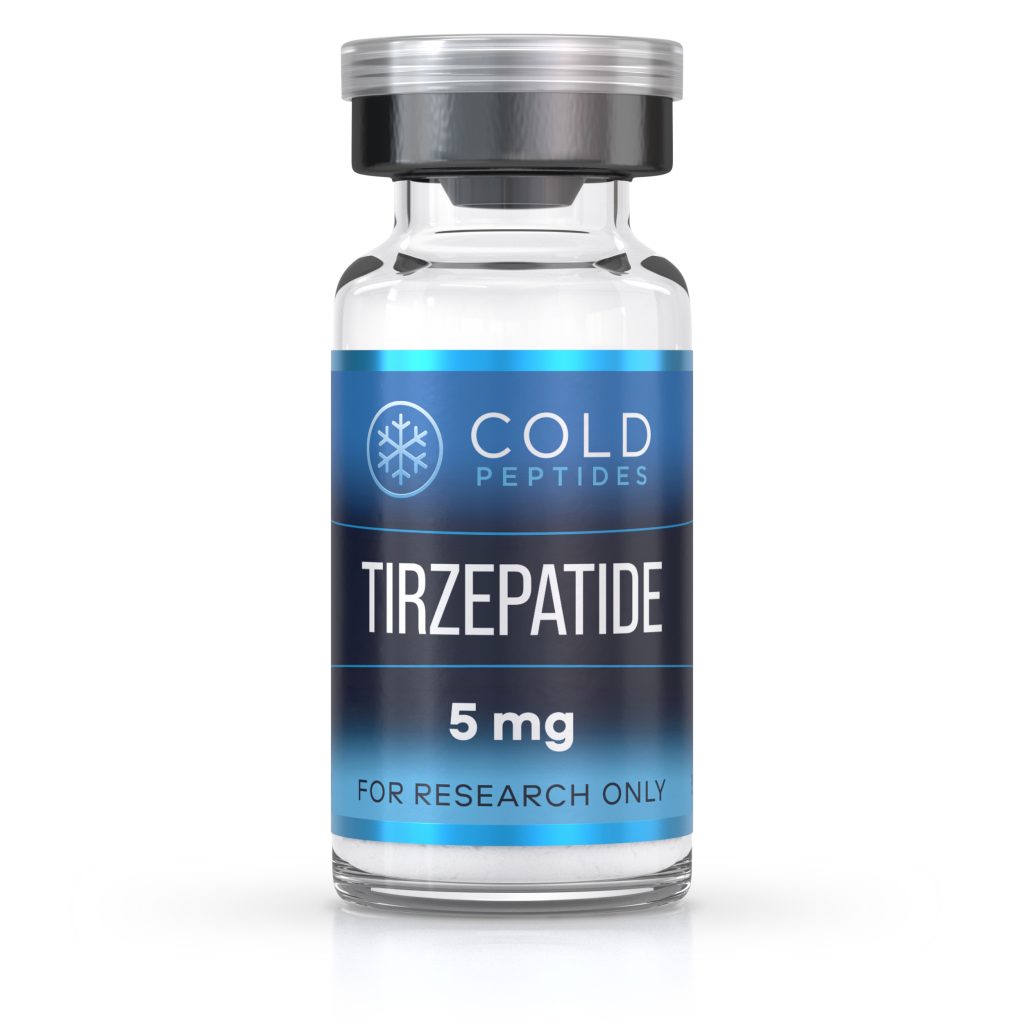 A peptide vial containing Tirzepatide 5 mg